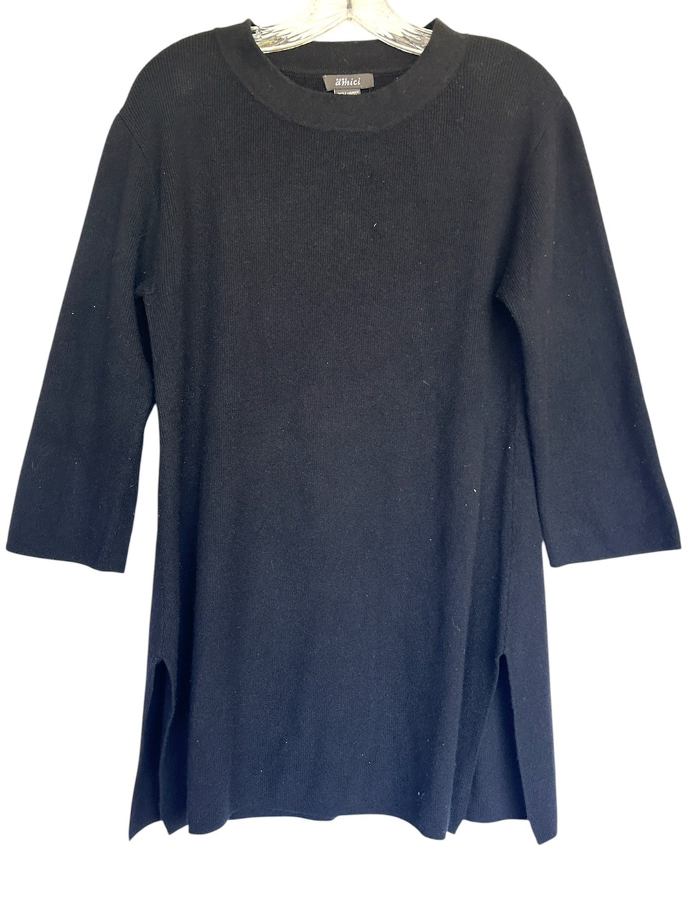 Pure Amici Cashmere Sweater Black Tunic vamp emo goth Womens Medium long line